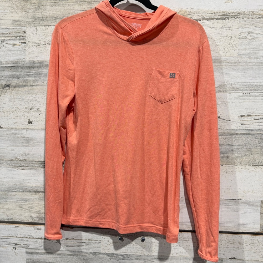 Huk Performance Hoodie Women M Coral Long Sleeve Pocket Fishing Outdoors